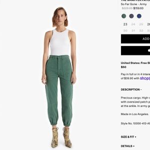 Mother Wrapper Patch Pocket Jeans Size 30